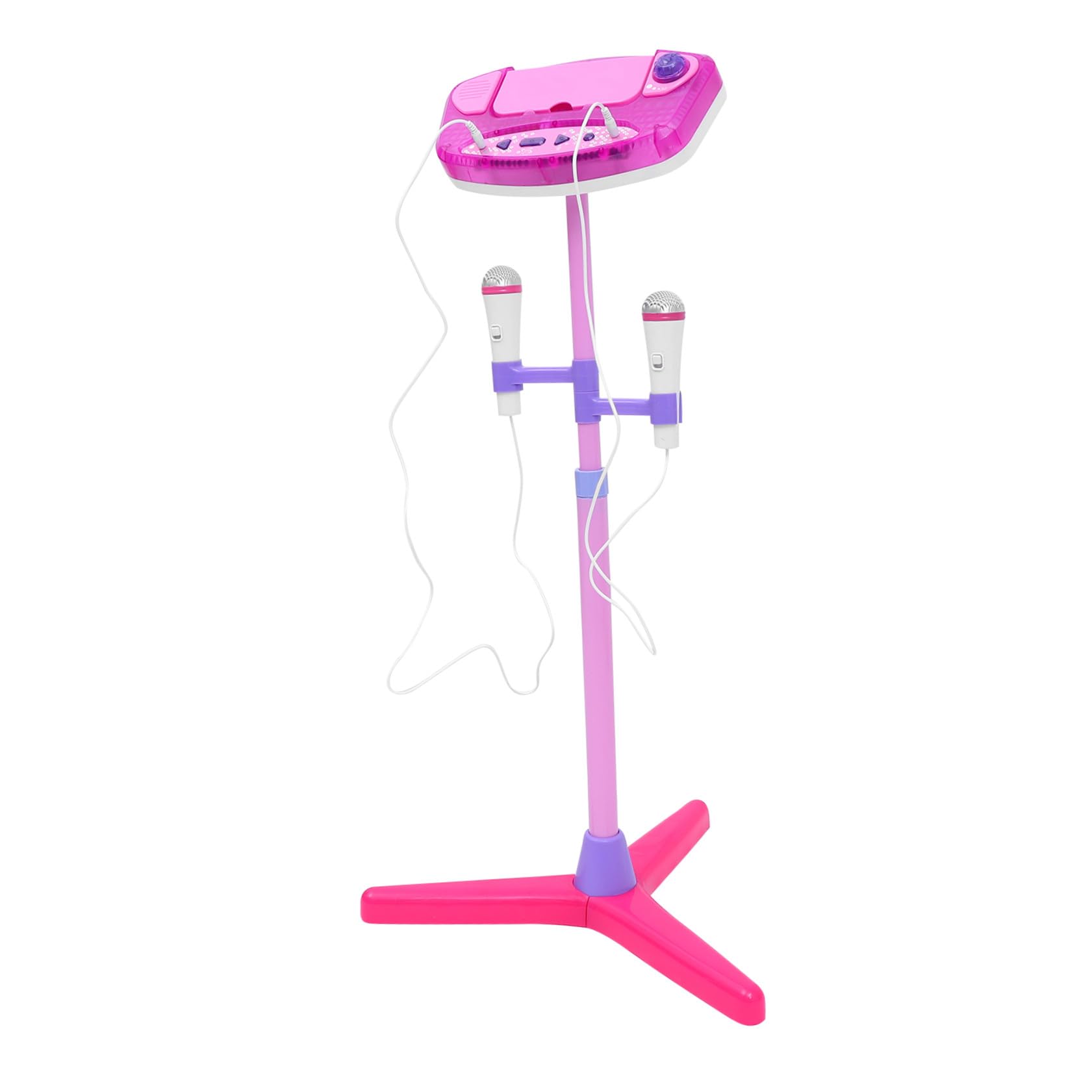 Microfono Giocattolo per Rosa Doppio Microfono Creativo Musicale Supporto Regolabile e Modalità Mp3 Gioco Educativo per Sviluppo Cognitivo e Interazione Genitore-Figlio