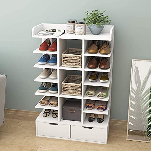 ZOYO Wooden Vertical Shoe Rack,Hallway Storage Stand,Wooden Shoe Storage Cabinet,Saving-Space Shoe Rack,Small Space Storage Rack for entryway ,White(Medium) ZOYO Wooden Vertical Shoe Rack,Hallway Storage Stand,Wooden Shoe Storage Cabinet,Saving-Space Shoe Rack,Small Space Storage Rack for entryway ,White(Medium)
