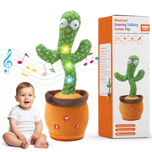 Image of Dancing Talking Cactus Toy, Baby Toddler Toys Gifts Mimicking Singing Talking Repeating Recording Plush Cactus Toy, Adjustable Volume with 120 English Songs