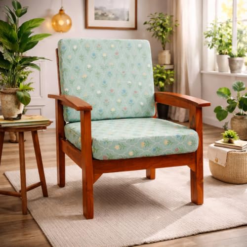 Image of STITCHNEST 'Contour Fit Series' Stretchable Printed Wooden Sofa Cover (Pack of 4) - Elastic Wooden Chair Cover | Wooden Sofa Seat Cover | Size - 20-21 x 20-21 x 3-5 in