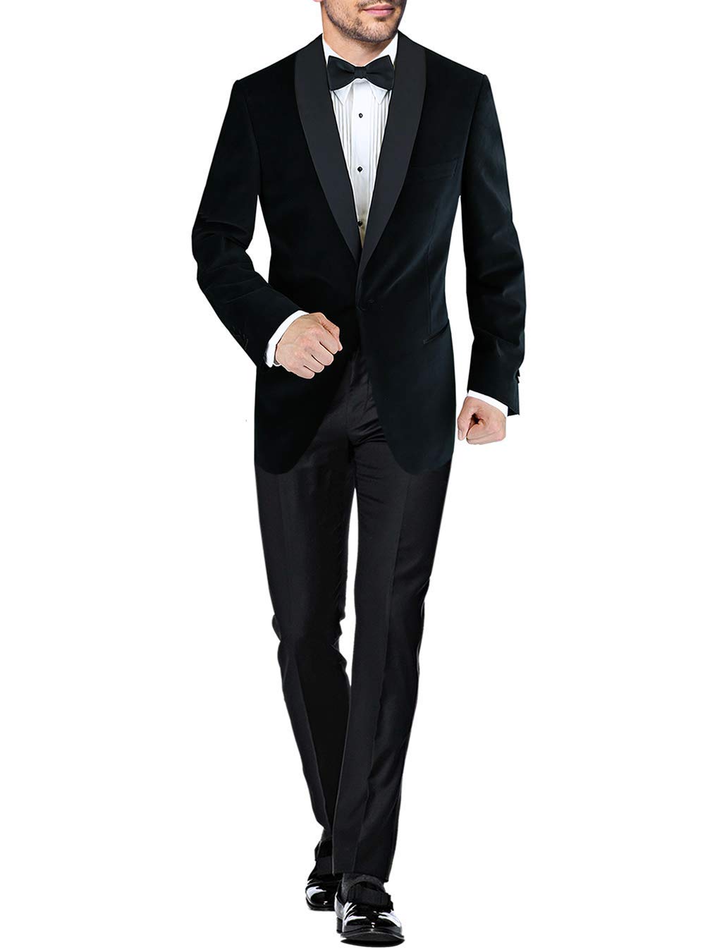 Hombre Chaqueta y pantalón de Terciopelo de Corte Slim de Esmoquin con Solapa y Chal de Dos Piezas para Hombre