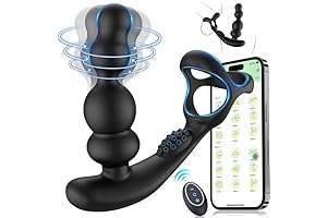 Vibrating Cock Ring with Prostate Massager Anal Beads for Men