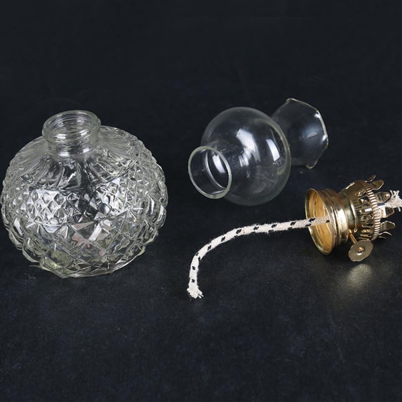 MAGICLULU Kerosene Lamp Burner Replacement, 4pcs Vintage Metal Regulator with Fiberglass Wick, Antique Oil Lantern Repair Kit, Retro Desktop Light Base Accessory for Hurricane Household Lighting