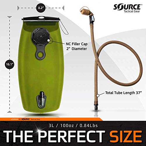 SOURCE Tactical WXP 2L Widepac Bladder with External Fill Port for Hydration Packs - High-Flow Storm Drinking Valve - Leakproof Widepac Closure - Zero Taste and Virtually Self-Cleaning - 70oz, Black