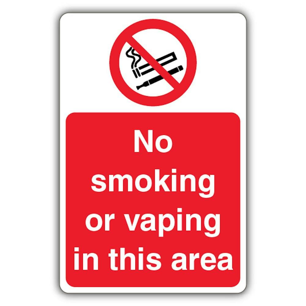 V Safety No Smoking Or Vaping In This Area Safety Sign - 400 x 600 mm - Self Adhesive Vinyl