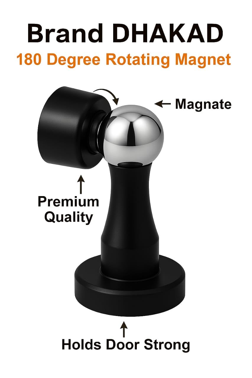 DHAKAD Stainless Steel Magnetic Door Catch – 4 Inch, 165g – Heavy Duty Magnet Door Stopper for Home, Office & Wooden Doors/Flush Door (Z Black) — Amazon image 3