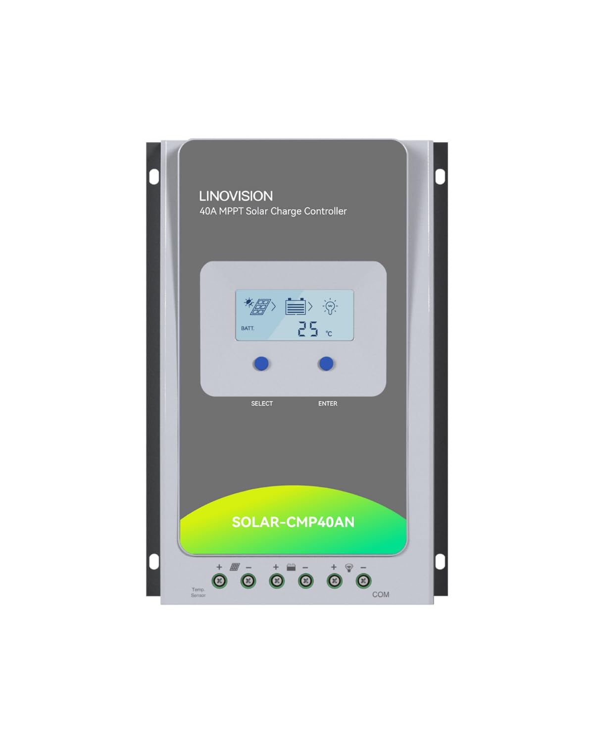 LINOVISION 12V/24V 40A MPPT Regolatore di carica solare con controllo remoto RS485 e accesso al cloud per rimorchio solare CCTV, RV, sistema di telecamere ad energia solare, ecc.