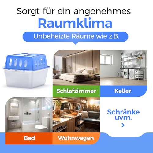 Idelia® 4x Luftentfeuchter + 9x 400g Nachfüllpacks - Raumentfeuchter für Bad, Keller uvm. bis 40m² + 9x Luftentfeuchter Granulat (4x Entfeuchter + 9x Nachfüllpacks) Baumarkt Fachhandel Qualität - Image 4