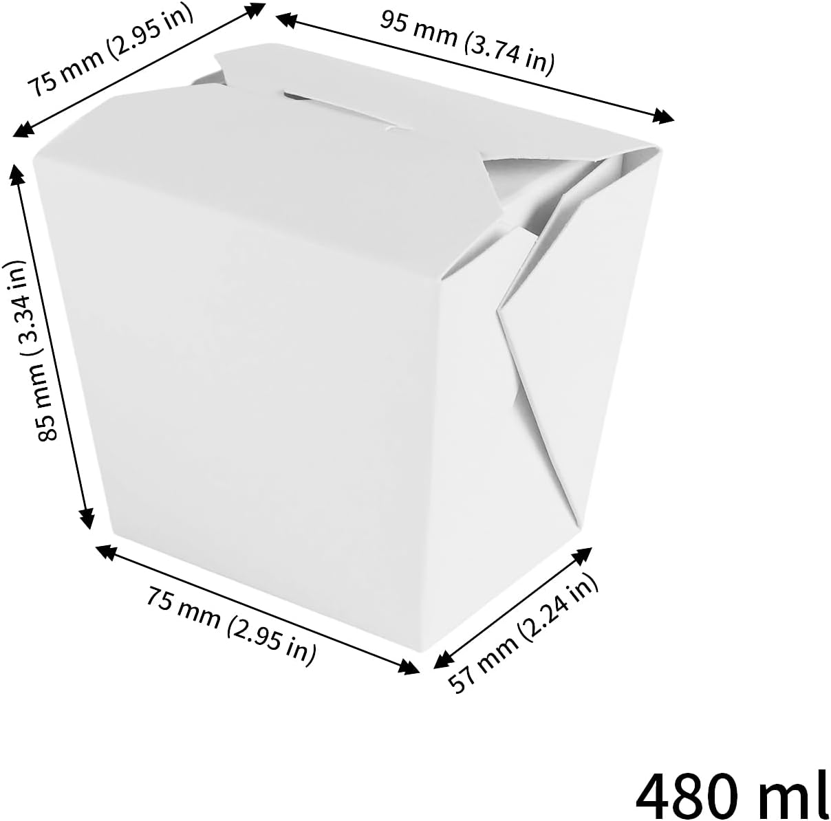 JAPCHET 100 Pack 16 Oz Chinese To Go Boxes, White Paper Take Out Containers, Paper Food Box for Restaurants Birthday Wedding Party