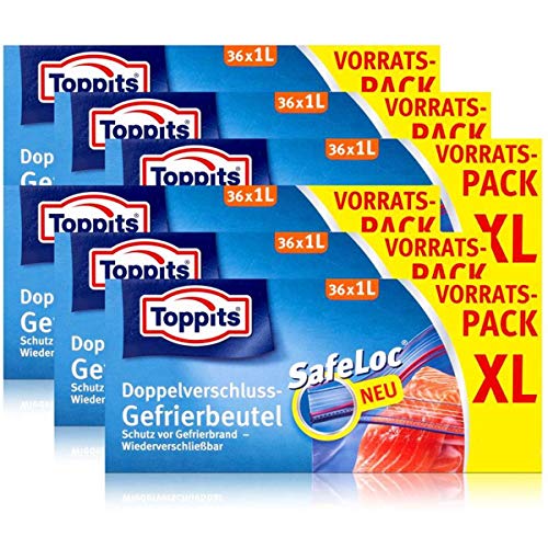 Preisvergleich Produktbild Toppits Doppel-Verschluss Gefrierbeutel 36x1 Liter (6er Pack)