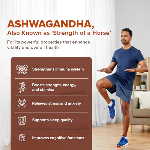 Image of Jiva Ashwagandha Tablet | 100% Ayurvedic Formulation | Boosts Immunity and Energy Level | Strengthens Nervous System, Reduces Stress & Anxiety | Balances Kapha & Vata Doshas | 60 Tablets | Pack of 1