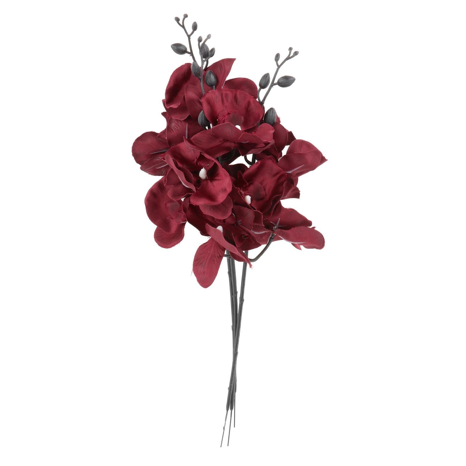 Pleayietoopiatiey Red Artificial Orchid Flowers 3 Pcs Fake Orchid Stems Decor Faux Flower For Home 38 Cm Height