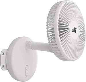 ZOIZ 12V RV Wall Mount Fan 7 inch, Quiet Oscillating Air Circulator with LED Light, Wall Mounted for Camper Van, Travel Trailer, Car, Boat, Bedroom & Living Room, Portable Cooling for Van Life Camping