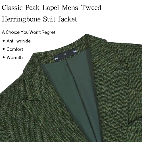 Mens Blazer Formal Vintage Herringbone Tweed Suit Jacket Men Wool Blend 2 Button Peak Lapel Sport Coats for Men Wedding Prom3