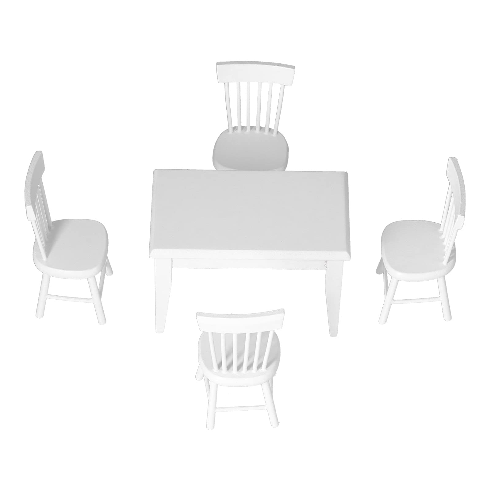 Wedinard Dollhouse Miniature Funiture, Environmentally Friendly Dollhouse Furniture Feel with 1 Table 4 Chairs for Decoration for Gift for Toys for Children(White)