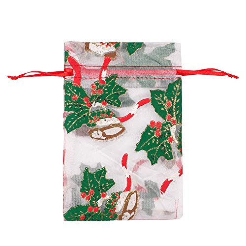 13x18cm, 50PCS Sacs de Noël Organza, Sacs Cadeau Organza, Sacs à Cordon d'organza, Sacs en Organza pour Noël, Sacs de Mariage de Bijoux