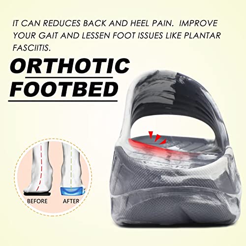 Image of KuaiLu Mens Recovery Sandals Orthotic Arch Support Open Toe Sport Slides Thick Cushion Orthopedic Plantar Fasciitis Slip On Wide Width Summer Pool Beach Waterproof