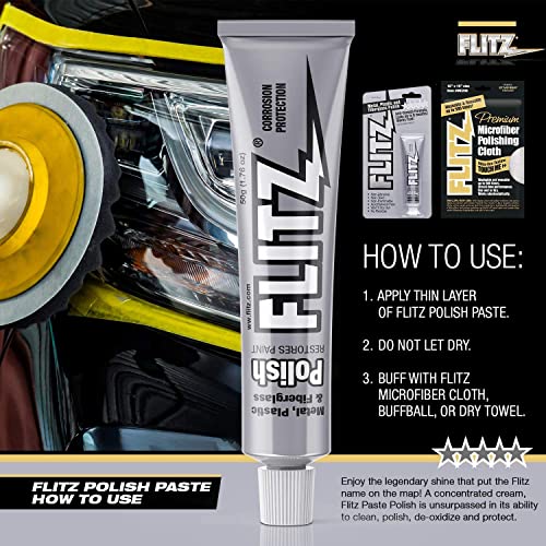 Flitz Multi-Purpose Polish And Cleaner Paste For Metal, Plastic, Fiberglass, Aluminum, Jewelry, Sterling Silver: Great For Headlight Restoration + Rust Remover, Made In The Usa #TOP3