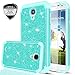S4 Case,Galaxy S4 Case with HD Screen Protector,LeYi Glitter Bling Girls Women Design [PC Silicone Leather] Dual Layer Hybrid Heavy Duty Protective Phone Case Cover for Samsung Galaxy S4 TP Mint