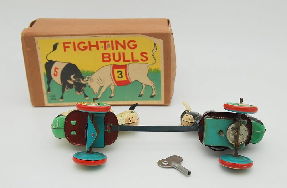 Amazon.co.jp: 1950年代 日本製 ブリキ 玩具 ぶつかり戦う闘牛 完動品