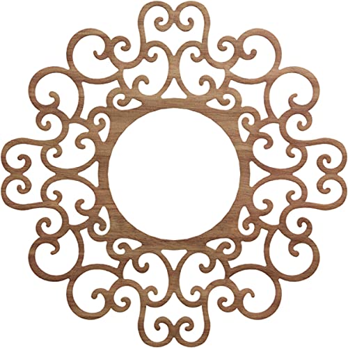 Ekena Millwork 34" OD x 13" ID x 3/8" T Reims Wood Fretwork Pierced Ceiling Medallion, Walnut