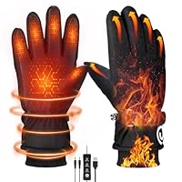 Yaskyly USB Heated Gloves for Men Women Full Finger Hand Warmers Heated Gloves Electric Heating Mittens Waterproof Windproof Warm Winter Gifts for Skiing Cycling Driving, 3 Levels Temperature