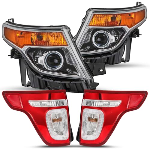 JSBOYAT Headlight Tail Light Set Fit for 2011-2015 Ford Explorer
