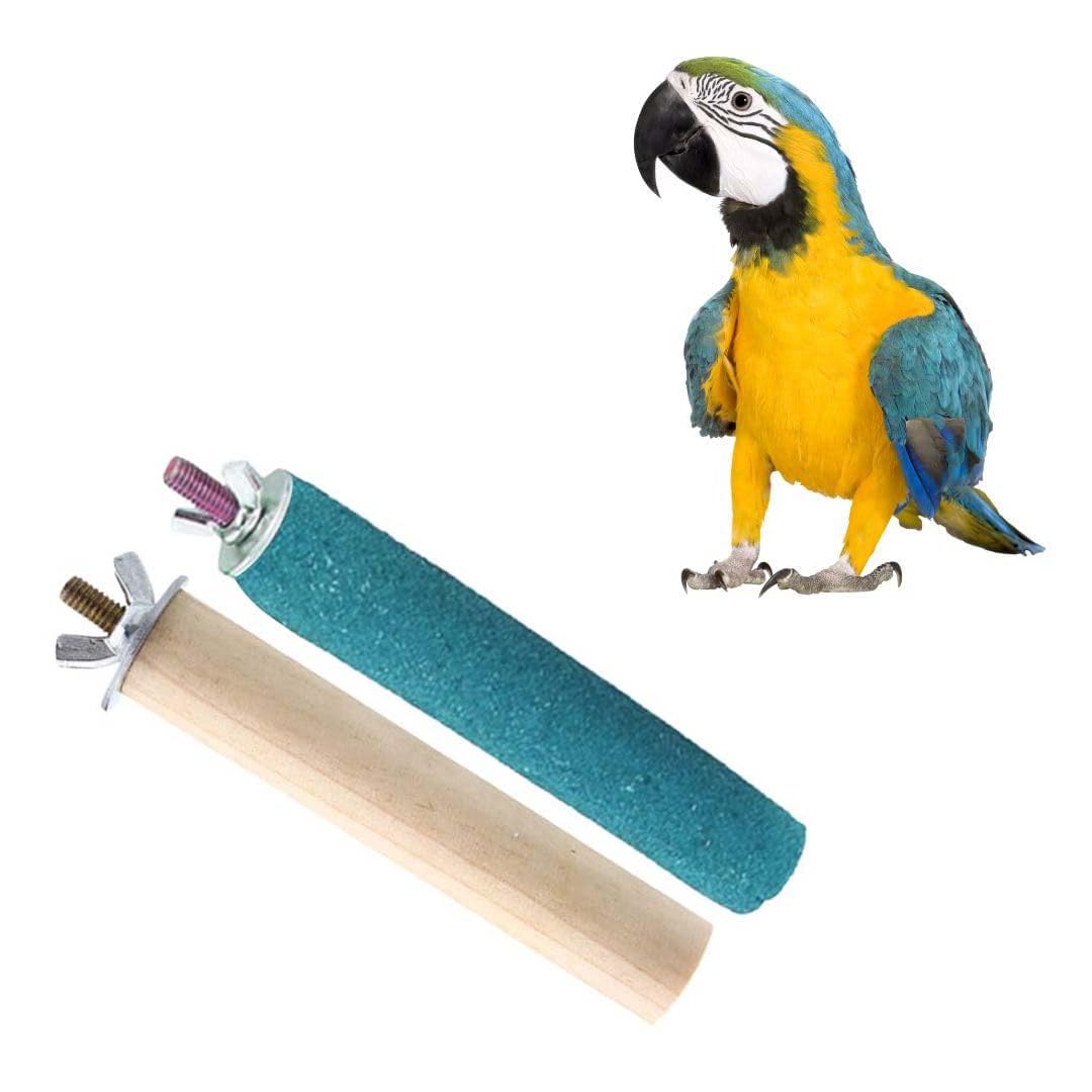 Sage Square Normal & Sand Perch Combo of 4 & 4 inches Natural Wood Rough Sand Perches Grinding Nail | Play Stand, Training, Cage Accessories | Birds, Finches, Parrot, Budgies, Cockatiels (Pack of 2)-image-47