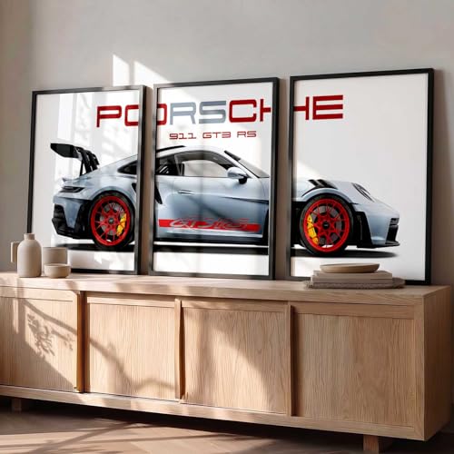Image of kotart Big Sports Car Framed Posters Gift Items for Boys Room Wall Decoration Bedroom Living Room Office Studio Decor | Car Poster Frame for Wall Decor Set Of 3 Size (19 X 25 inch)