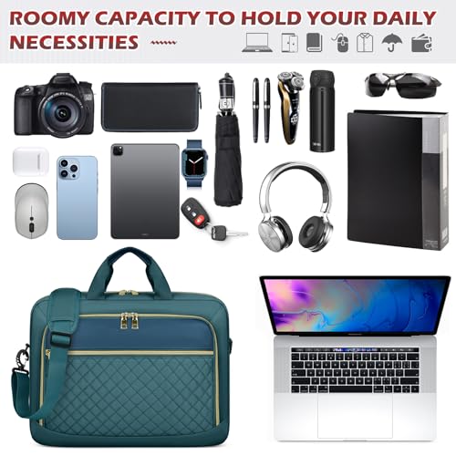NEWHEY Laptop Bag 17.3 Inch Laptop Briefcase for Women Men Waterproof Shoulder Messenger Bag Large Computer Bag for Business Office Work College, Dark Green