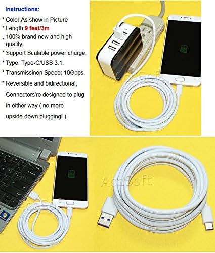 [Galaxy S9 Plus USB Cable] High Speed USB 3.1 Male to USB 3.0 Type-A Data Sync Charging Cable Cord Wire Compatible with Verizon Samsung Galaxy S9+ SM-G965U Smartphone