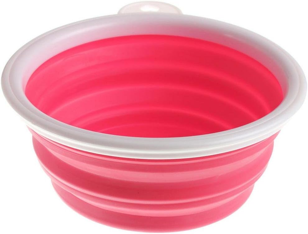 Pet Travel Bowl,Starlit Collapsible Soft Silicone Feed Water Bowl for Dogs Cats (Red)