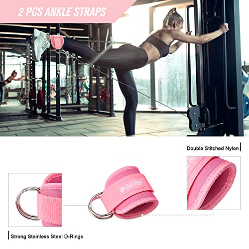 G4Free 7Pcs Barbell Pad Set For Squat, Hip Thrusts, Lunges, Leg Day, Standard Olympic Bars With 2 Gym Ankle Safety Straps, 3 Hip Resistance Bands, Barbell Pad And Carry Bag Pink #TOP3