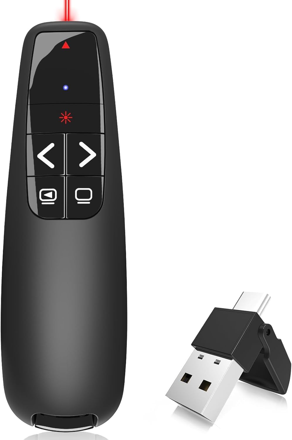 Télécommande Ordinateur Powerpoint, 2 en 1 USB Type C, Télécommande Powerpoint Sans Fil, Présentation Cliqueur, Compatible avec Ordinateur Personnel