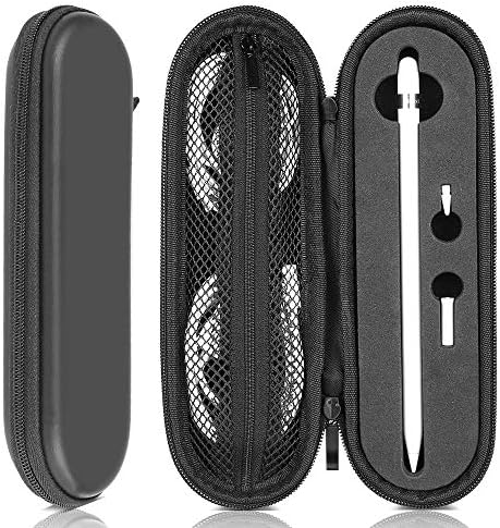 TITACUTE iPencil Case, Carrying Case Compatible with Apple Pencil 2nd Generation for iPad Pro Pencil Holder Case Dual Zipper Pouch EVA Foam Protective Case for Stylus Pen, iPencil Adapter/Tip Black