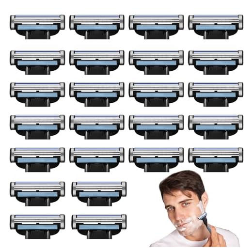 24 Pièces Lames Rasoir Compatibles avec Lames Gillette Mach 3, Lame Rasoir Noire pour Lames Rasoir Gillette Mach 3, 3 Couches Lames De Précision Compatibles avec Les Lames Rasoir Gillette Mach 3