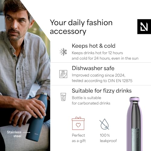 Image of LARS NYSOM Stainless Steel Insulated Water Bottle 12oz 17oz 25oz 34oz 51oz | Insulated Thermo Flask for Hot and Cold Beverages | Leakproof Drinking Bottle (Lavender Purple, 17oz)