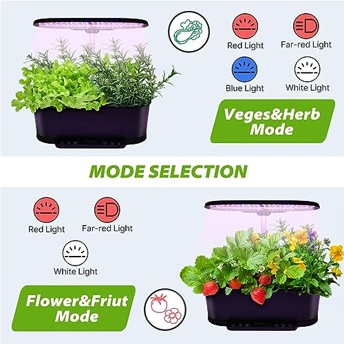 Image of EAGLE PEAK 15 Pods Hydroponics Growing System with WiFi, 5.5 L Water Tank, Smart Indoor Plants Germination Kit with LED Grow Light, Pump System, Adjustable Height for Home Kitchen Gardening, Black