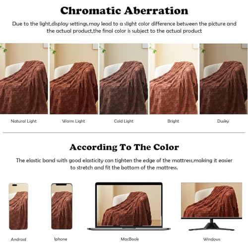 NEWCOSPLAY Super Soft Throw Blanket Coffee Premium Silky Flannel Fleece 3D Checkered Lightweight Bed Blanket All Season Use (Coffee Checkered, Throw(50"x70"))