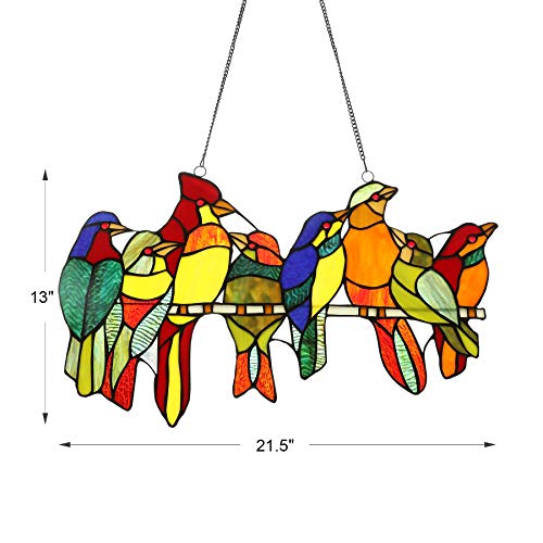 image for CO-Z Stained Glass Birds Brood Tiffany Style Decorative Window Panel w