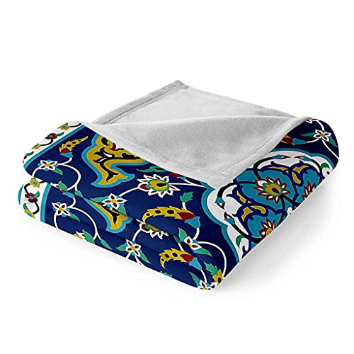 Couverture motif bleu plaid microfibre douce pour canapé