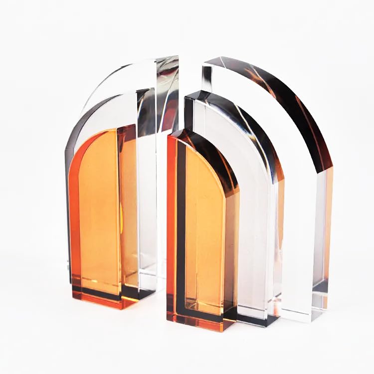 Voidrop-Art Bookrest-Bookends-Creative Crystal Book Ends-Arch Shape Bookend-Book Stoppers for Home Decor and Office Decor (Arch Shape Bookend(HD-64))