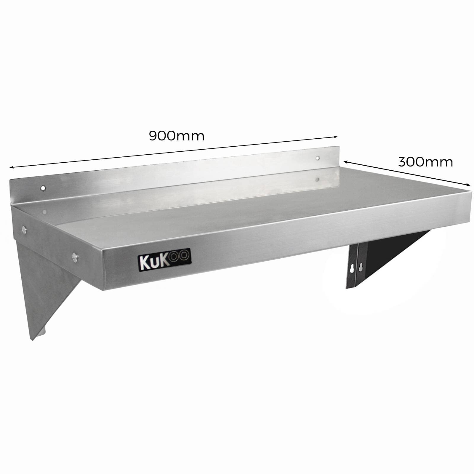 KuKoo - 2 Mensole a Muro in Acciaio Inossidabile Inox per Cucina Commerciale Mensole a Parete per Ristoranti Catering Resistente alla Corrosione 90cm x 30cm