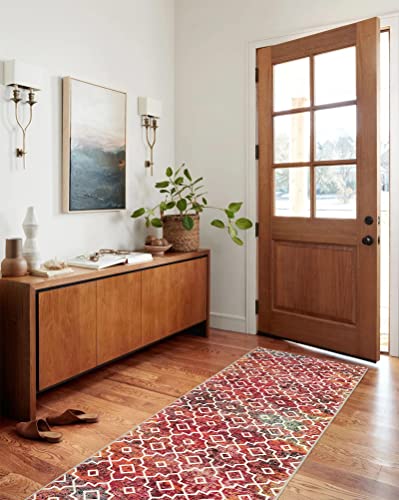 Wonnitar Moroccan Washable Runner Rug - 2X7 Colorful Entryway Runner Rug Distressed Kitchen Mat,Non-Slip Soft Bathroom Rugs Runner Modern Laundry Floor Carpet For Hallway Closet Doorway #TOP4