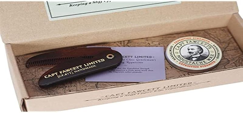 Kit-presente CAPTAIN FAWCETT com cera para bigode e pente de bigode Expedition Strength