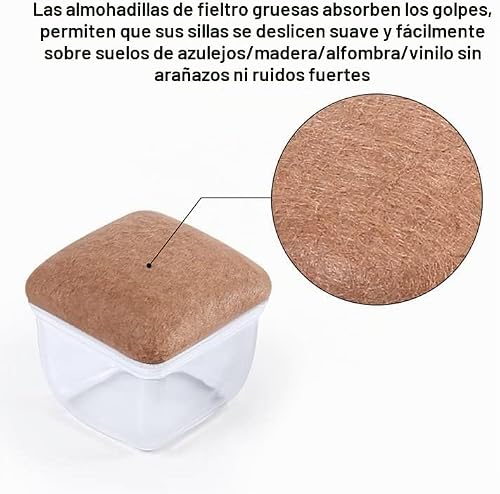 Miniatura 7 de Protectores De Suelo Para Patas De Silla 28-37mm, 16 Tapas De Silicona Pequeñas Para Patas De Silla Con Fieltro, Fundas De Protección Para Patas De Silla De Silicona, Protectores Para Patas De Silla