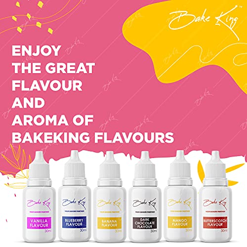 Image of BAKE KING Essence for Cake Making Combo of 6 Flavours Mango, Blueberry, Vanilla, Chocolate, Banana, Butterscotch Flavour Essence Vanilla Essence Cake Baking, Muffins, Milkshakes, Dessert 30 ML