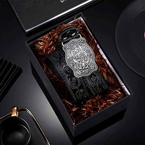 Xuniea Mens Cowboy Western Leather Buckle Belt Engraved Floral Buckle Belt Vintage Embossed, 1-1/2 Inch Wide3