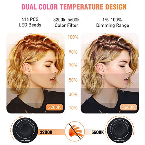 Ring Light 18 Inch 65W LED Ringlight Kit with Tripod Stand with Phone Holder Adjustable Color Temperature Circle MUA Lighting for Camera for Vlog, Makeup, Video Shooting, Selfie