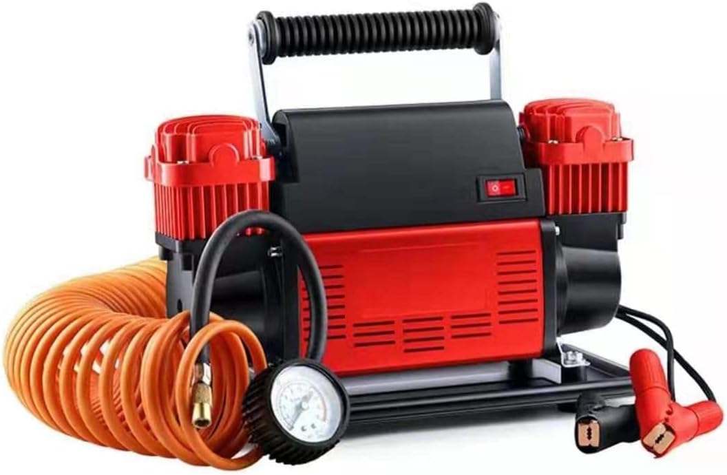 Sulfar Ultra Extreme 4X4 Tire Super Air Flow Portable Car Air Compressor 300 Litter /Mints 150 Psi With Carry Bag Color Red
